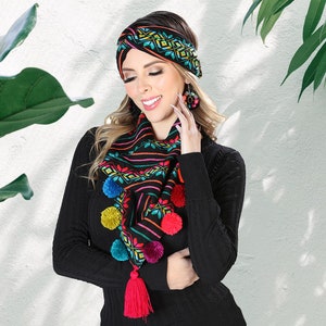 Scarf and Turban Set - Cambaya Turban - Cambaya Scarf - Mexican Turban - Different Colors Available