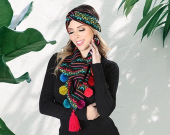 Scarf and Turban Set - Cambaya Turban - Cambaya Scarf - Mexican Turban - Different Colors Available
