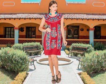 Mexican Floral Dress - Vestido Floral Mexicano - Mexican Party Dress - Vacation Mexican Dress - Mexican Embroidered Dress