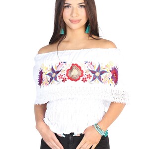 Artisanal Floral off the Shoulder Mexican Top Traditional Mexican ...