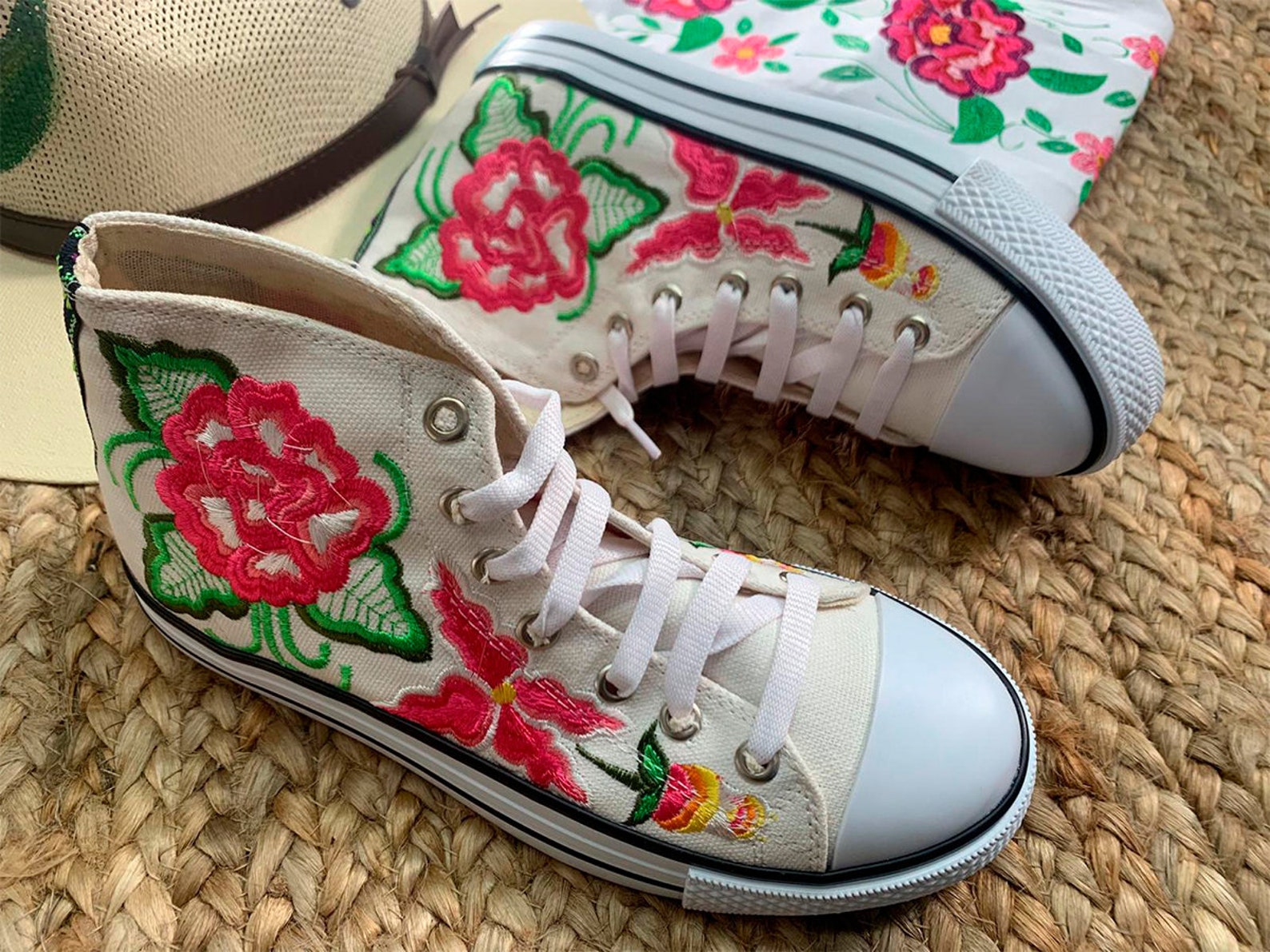 embroidered tennis shoes