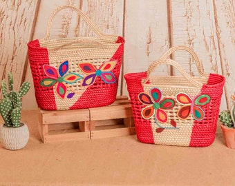 Artisanal Handbag - Palm Leaf Handwoven Handbag - Floral Handwoven Artisanal Basket Handbag