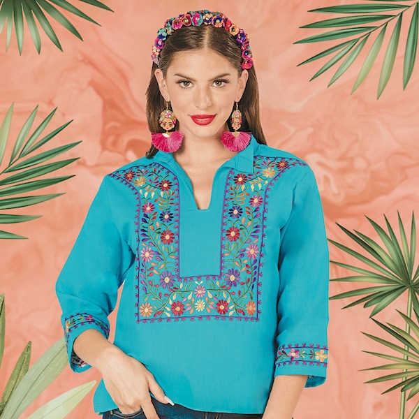 Boho Top - Blusa Bordada Mexicana - Mexican Blouses For Woman - Blusas Mexicanas Para Mujer - Mexican Embroidered Blouse - Blusas Mexicanas