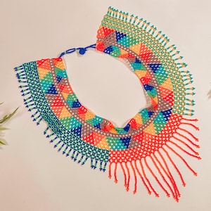 Teotl kralenketting - Set Collar De Chaquira - Mexicaanse kettingset - Handgemaakte sieradenset - Huichol Sieraden - Joyeria Huichol