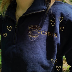 Charlie Swan Uniform Embroidered Half Zip Up (Twilight Inspired, Forks, Cullen, Edward and Bella, Twilight Merch)- The Clique Clothing