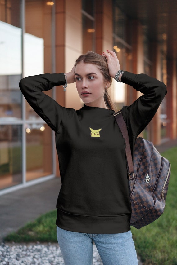 Surprised Pikachu MEME Embroidery Sweatshirt & T-shirt 
