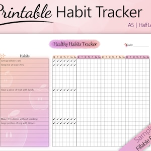 Printable Habit Tracker in Ombre Style - Routine + Health Tracker - Instant Download