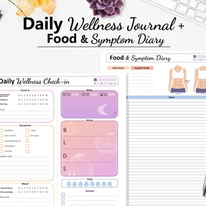 Wellness Journal Food Symptom Diary Symptom Tracker Printable Instant Download image 1