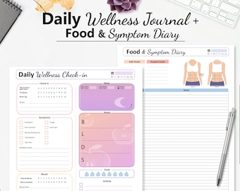 Wellness Journal - Food Symptom Diary - Symptom Tracker - Printable - Instant Download