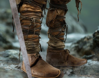 Nordic Handmade Viking Boots LARP Medieval Festival Shoes Renaissance Fair Slip Ons Turkish Slippers