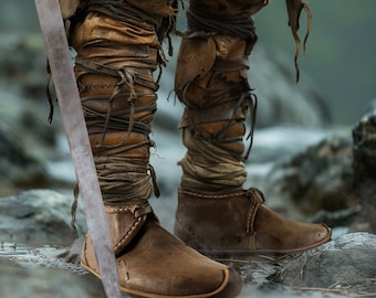 Nordic Handmade Viking Boots LARP Medieval Festival Reenact Shoes