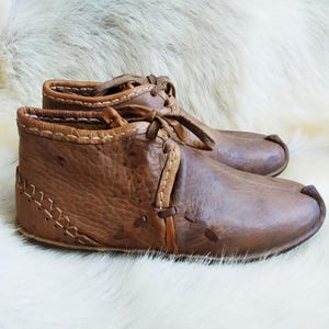 Natuurlijke Kleur Middeleeuwse Leren Laarzen Reenact Custom Schoenen Dames Heren Slippers Renaissance Fair Enkellaarsjes