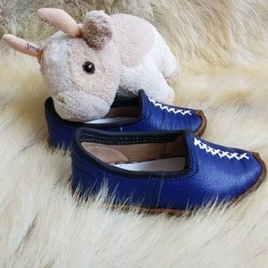 Blue Baby and Kids Shoes Leather Turkish Slip Ons Slippers Handmade Loafer Medieval Flats Bohemian Moccasins Men&#39;s Women&#39;s Yemeni