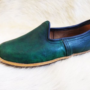 Hand Dyed Turkish Shoes Leather Slip Ons Handmade Loafer Slippers Flats Moccasins Men's Women's Yemeni Vintage Pregnant Gift