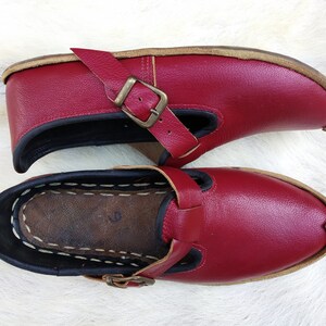 Burgundy Buckle Shoes Turkish Slip Ons Leather Loafers Slippers Flats Moccasins Men&#39;s Women&#39;s Yemeni Anatolian Vintage Gift Discount