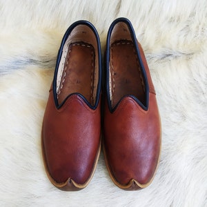 Oriental Turkish Shoes Medieval Leather Slip Ons Slippers Handmade Loafer Flats Bohemian Moccasins Men&#39;s Women&#39;s Yemeni Christmas Gift