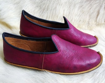 Ancient Age Hand Dyed Turkish Shoes Leather Slip Ons Handmade Loafer Slippers Flats Moccasins Men's Women's Yemeni Vintage Pregnant Gift