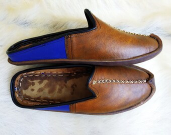 Ottoman Slippers Comfortable Leather Shoes Handmade Slip Ons Bohemian Mocassins Loafers Women Men  Hand Dyed Yemeni Vintage Gift
