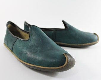 Madder Green Traditional Turkish Shoes Leather Slip Ons Handmade Loafer Slippers Flats Moccasins Men Women Yemeni Vintage Gift