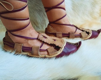 Handmade Traditional Sandals Medieval Turkish Shoes Leather Slip Ons Loafers Slippers Flats Moccasins Men's Women's Yemeni Vintage Gift