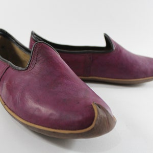 Unique Madder Burgundy Women Leather Shoes Men Slip Ons Handmade House SLippers Medieval Viking Boots Christmas Gifts for Her Him