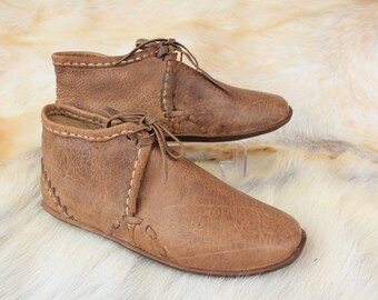 Medieval Leather Boots Handmade Turkish Custom Shoes Fairy Slip Ons Slippers Moccasins Men's Women's Yemeni Christmas Gifts