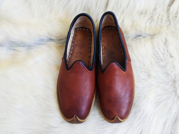 Traditional Turkish Leather Shoes Turkish Shoes For Sale Medieval Green Leather Slippers Turkish Handmade Shoes Slip Ons Loafer  Flats Moccasins Hand Dyed Men's Yemeni Vintage UK