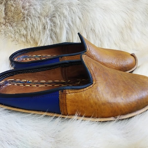 Medieval Nomad Slippers Turkish Shoes Leather Slip Ons Bohemian Mocassins Loafers Women&#39;s Men&#39;s  Hand Dyed Yemeni Vintage