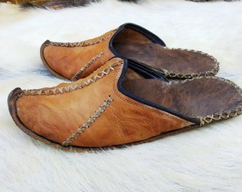 Princess Slippers Women's Turkish Shoes Slip Ons Loafer Flats Moccasins Hand Dyed Leather Handmade Men's Yemeni Vintage