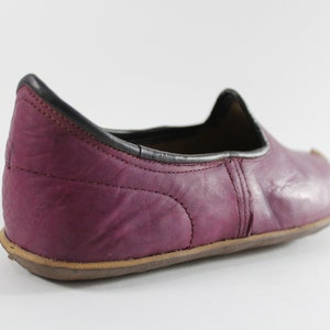 Unique Madder Burgundy Women Leather Shoes Men Slip Ons Handmade House SLippers Medieval Viking Boots Christmas Gifts for Her Him