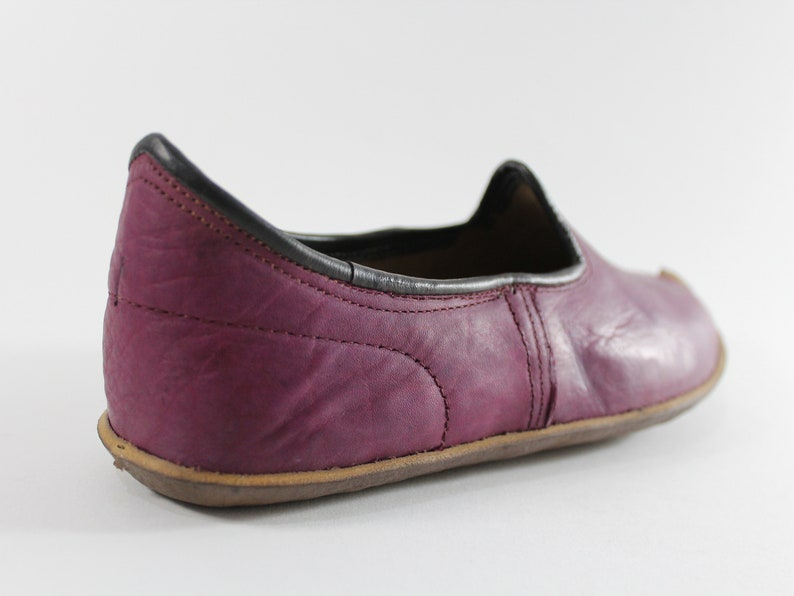 Unique Madder Burgundy Women Leather Shoes Men Slip Ons Handmade House SLippers Medieval Viking Boots Christmas Gifts for Her Him