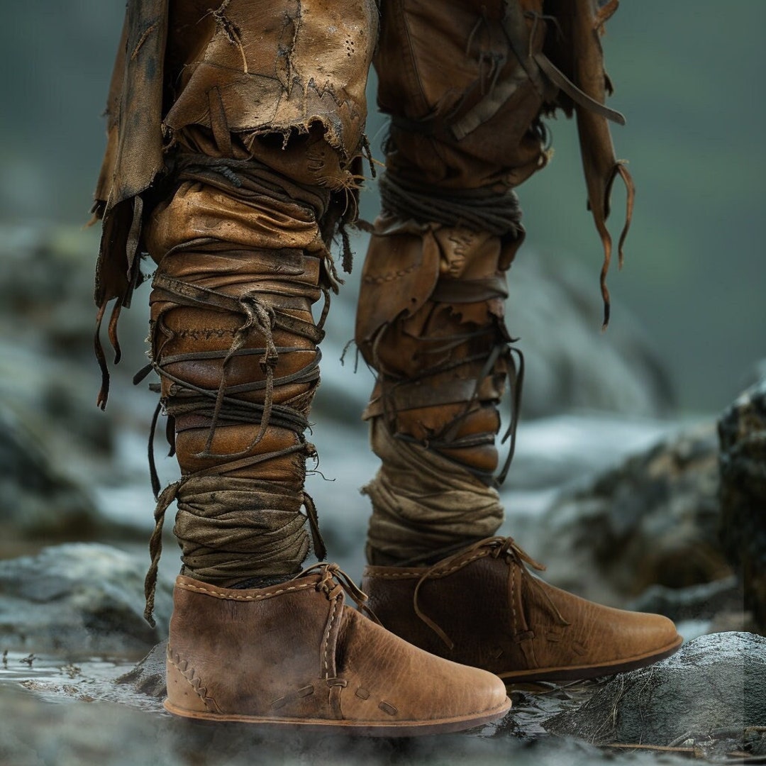 12th Century Medieval Ankle Boots Reenact Shoes Leather