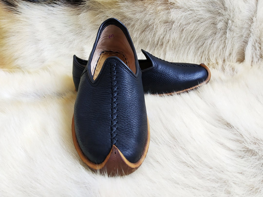 Shoes of Soltans Turkish Medieval Slip Ons Leather Slippers