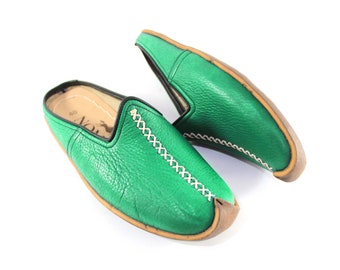 Zengi Green Unique Nomad Slippers Handmade House Shoes Women's Slip Ons Men's Flats Boho Christmas Gifts for Her Him Black Friday Discount