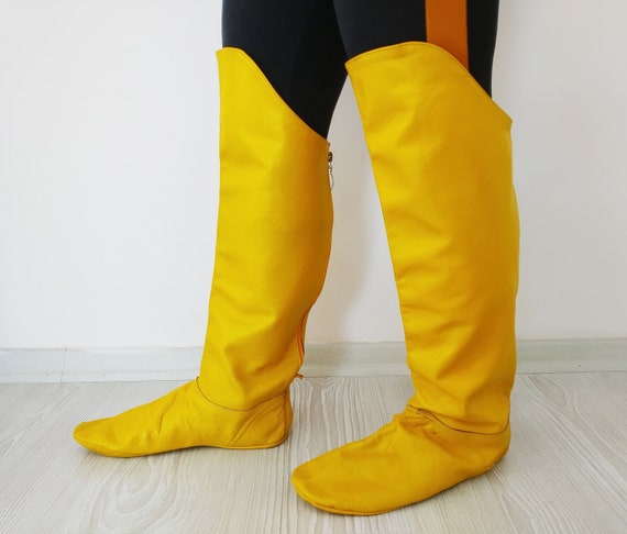 Yellow Leather Socks Shoe to Boot Converter Knee Level Warrior