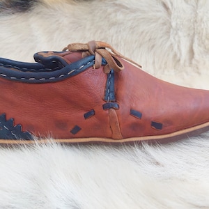 Hand Dyed Natural Brick Ankle Boots Leather Turkish Shoes Slip Ons Handmade Medieval Slippers Moccasin Men&#39;s Women&#39;s Yemeni Christmas Gifts