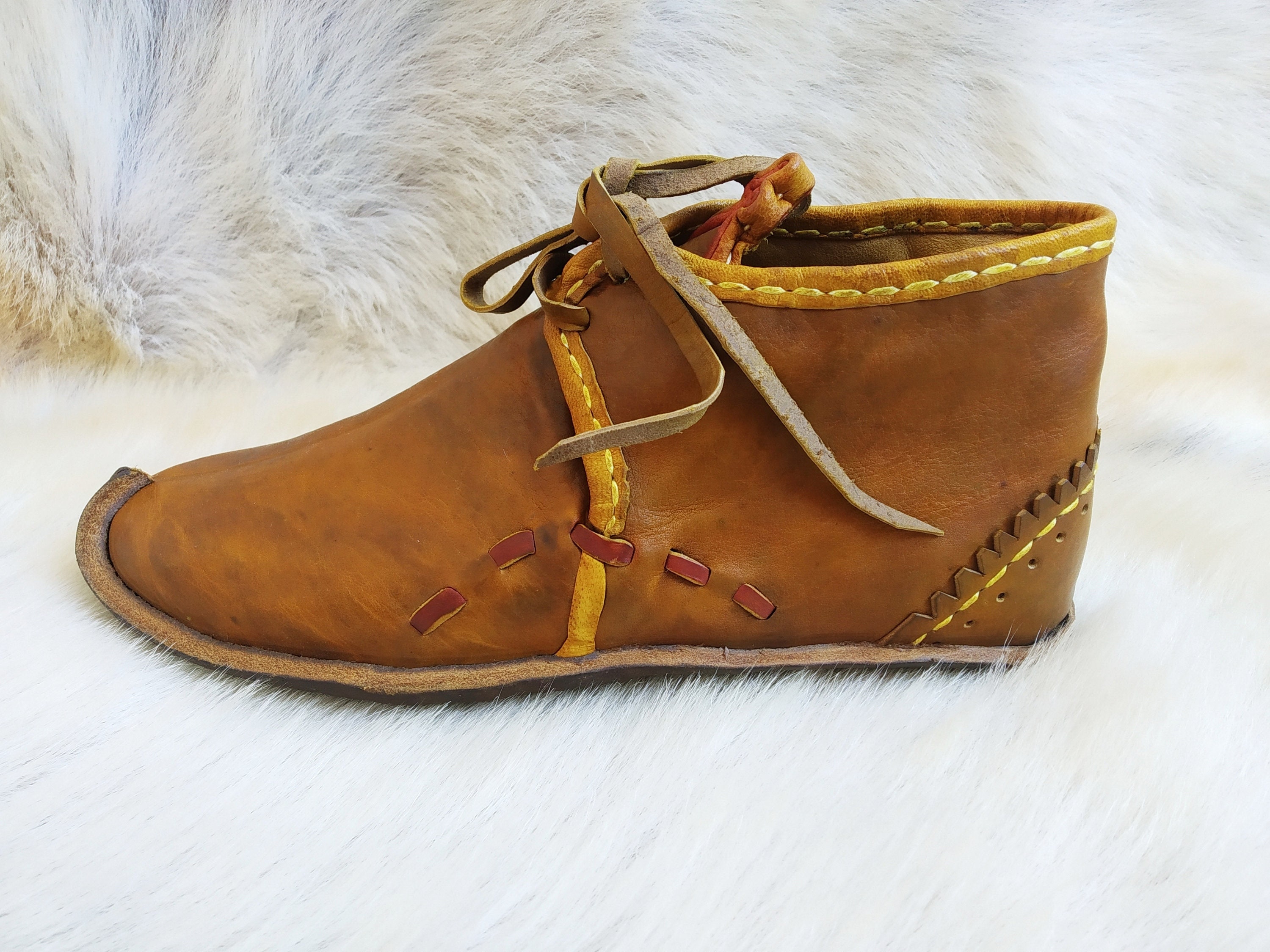Ottoman Soltan Low Boots Yellow Medieval Turkish Leather Shoes Etsy