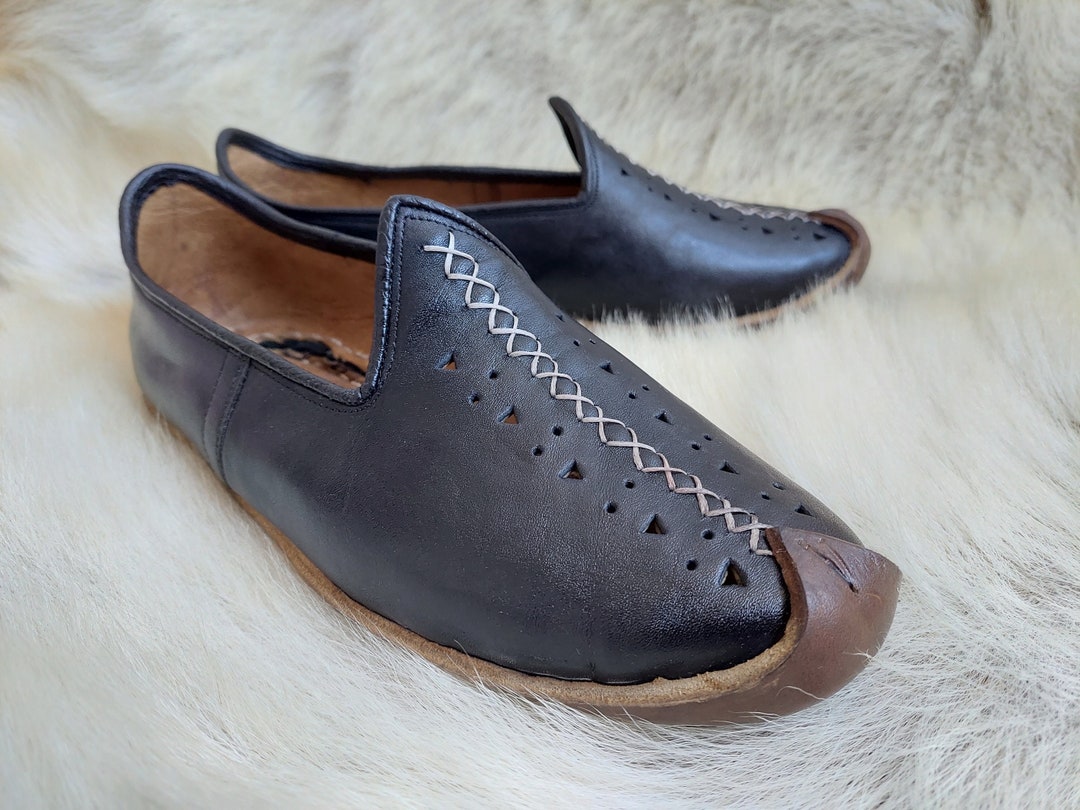 Andalusia Black Handmade Leather Shoes Turkish Slip Ons Etsy