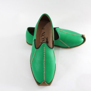Green Shoes Leather Slip Ons Turkish Medieval Loafers Slippers Flats Moccasins Men&#39;s Women&#39;s Yemeni Vintage Gift Discount