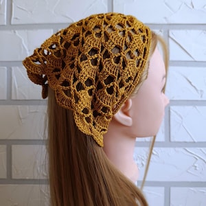 Vintage-Inspired Openwork Kerchief - Hand Crocheted Cotton