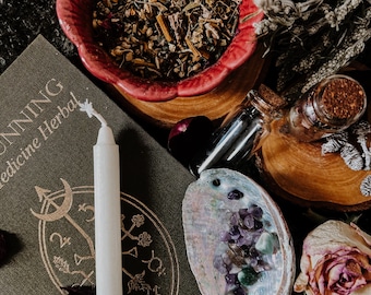Handmade Spell Jar Kit: Candle Magic, Herb Magic, Crystal Infused (Love, Career, Luck, Protection)