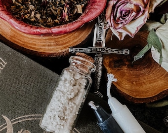 Cord Cutting Spell Kit: Candle, Herb, Salt Magic Ritual (Scottish Witch)