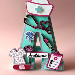 Letra 3D para enfermera, regalo para enfermeras, agradecimiento para enfermeras, regalo de graduación, regalo personalizado para enfermeras, decoración de escritorio para enfermeras, regalo de agradecimiento para enfermeras.