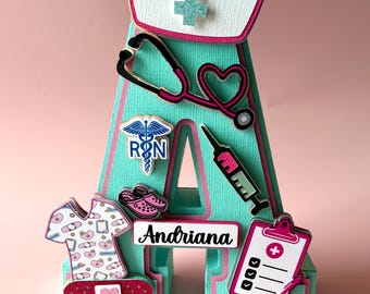 Personalized Nurse 3D Letter, RN Graduation Gift, Desk Decor