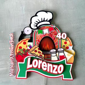 Pizza Party Cake Topper: Italian Chef Theme Birthday Decor
