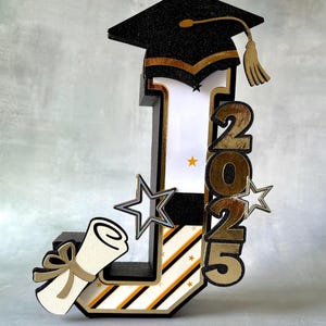 Letra 3D de Graduación, Graduado de Preparatoria, Graduado Universitario, Felicidades, Graduación, Decoración de Letras 3D Personalizada, Letra 3D de Diploma, Letra 3D de Birrete