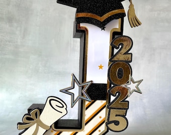 Custom 3D Graduation Letter: Decor with Cap and Diploma