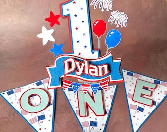 Patriotic Highchair Banner: 4th of July 1st Birthday Decor