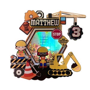 LED Construction Cake Topper Shaker: Personalized Birthday Party Decor