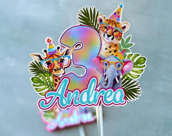 Party Animal Cupcake Toppers: Colorful Safari Theme Decor